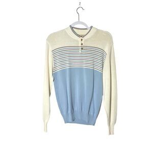 Vintage Winona Knits Pastel Striped Knit Henley Sweater Men's Size Medium